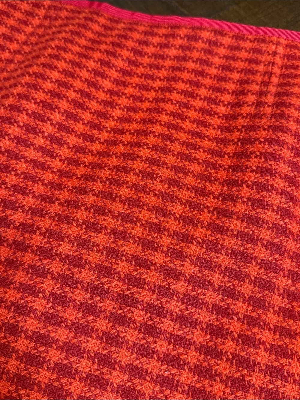 Tory Burch Red Houndstooth Wool Blend Pencil Skirt Size 8